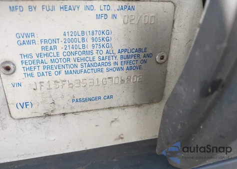 2001 Subaru Forester L из США, поврежденный, VIN JF1SF63531G706802